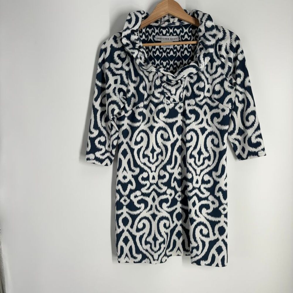 Gretchen Scott Designs Navy & White Patterned Mini Dress